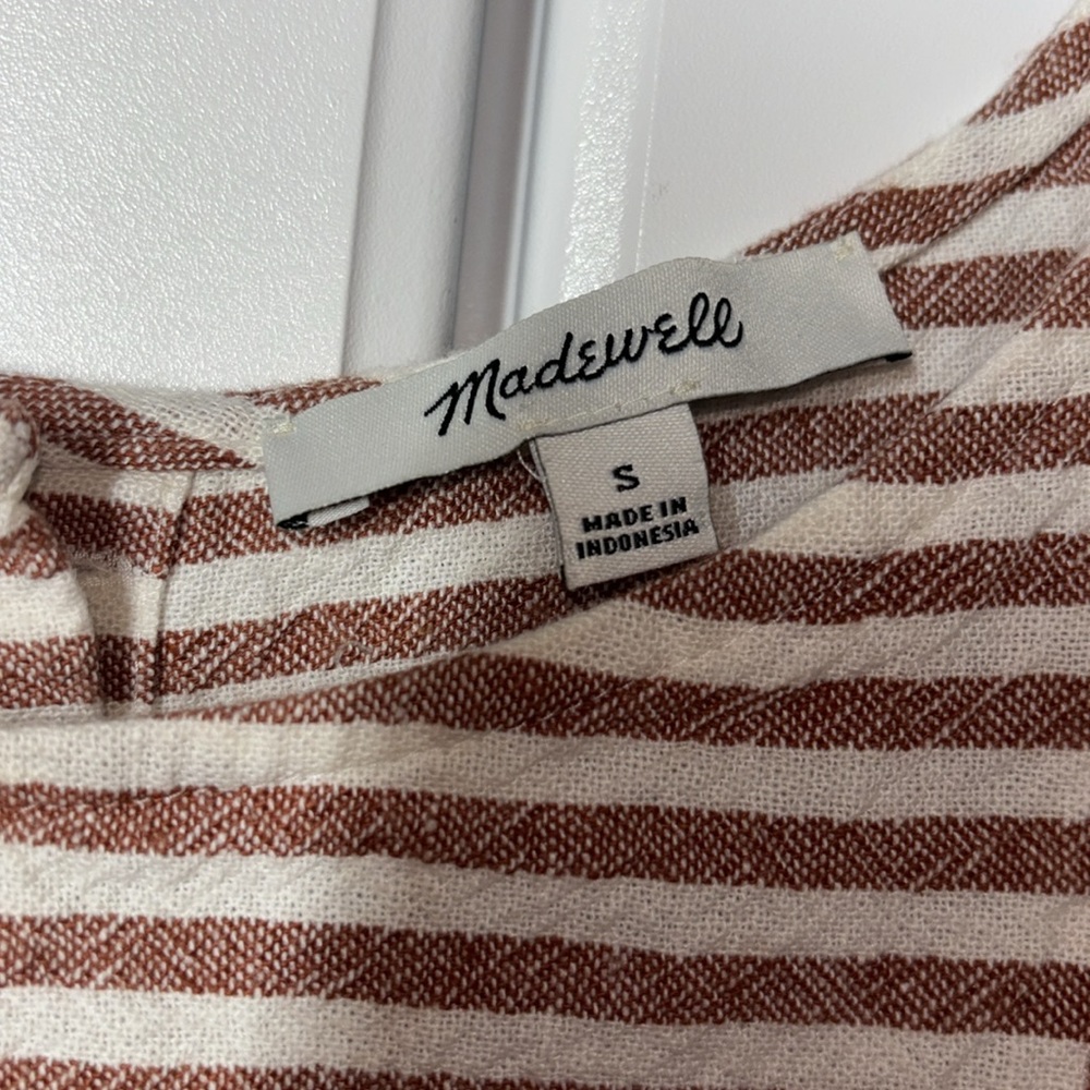Madewell Rust Stripe Play Button-Back Tee Dress - Picture 3 of 4
